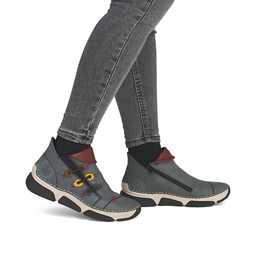 blaue damen-stiefel mit reißverschluss rieker 45983-14