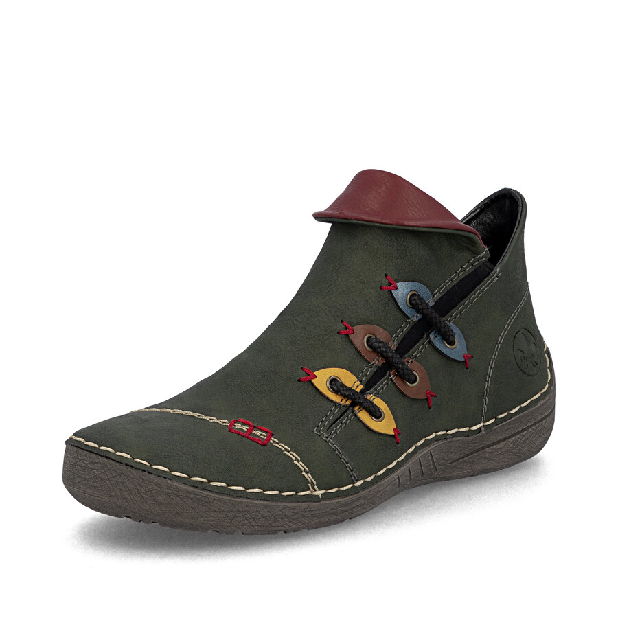 grüne damen-stiefel mit reißverschluss rieker 72581-54
