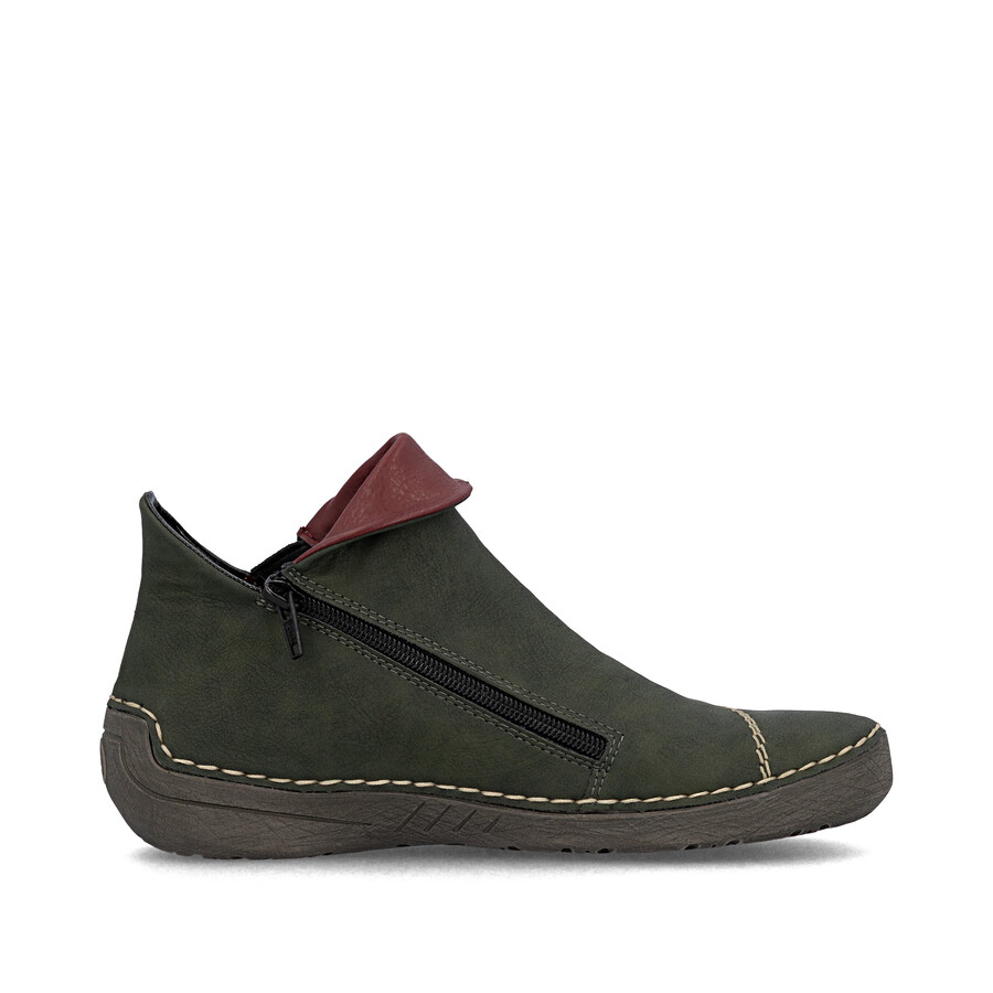 grüne damen-stiefel mit reißverschluss rieker 72581-54