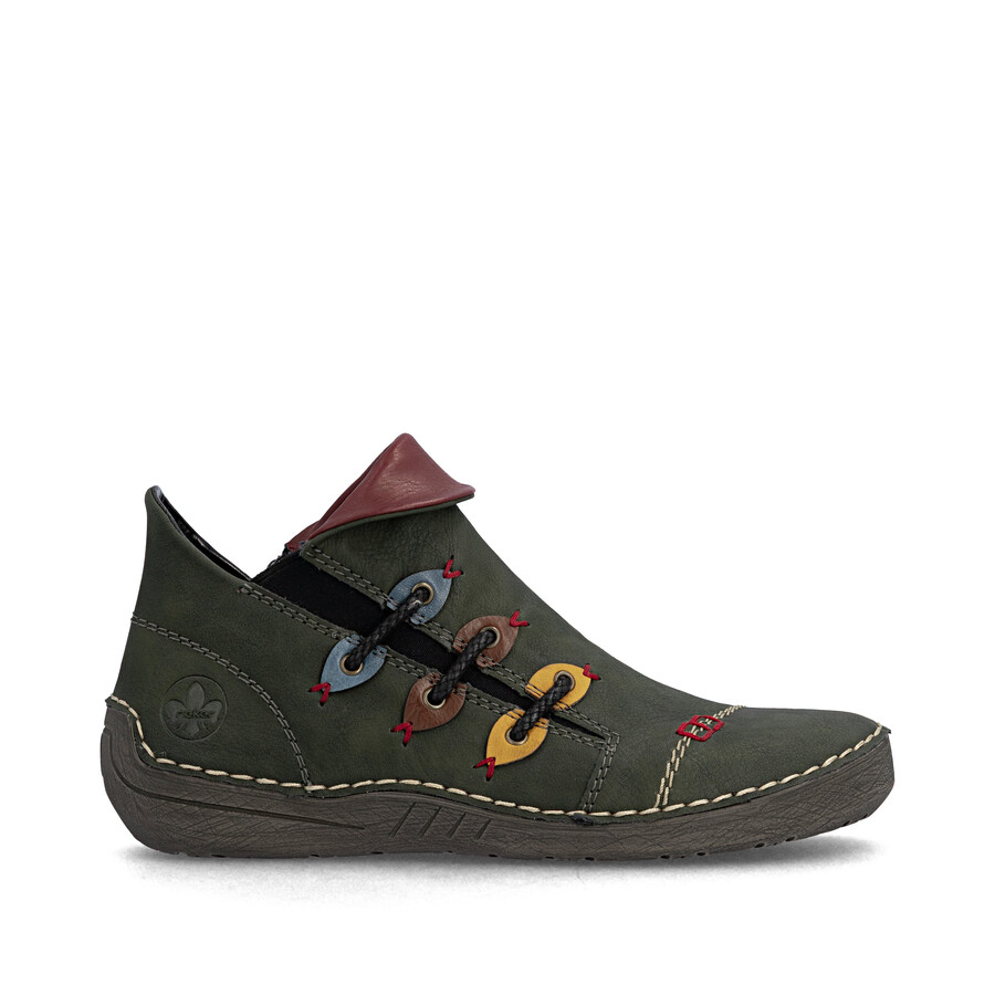 grüne damen-stiefel mit reißverschluss rieker 72581-54