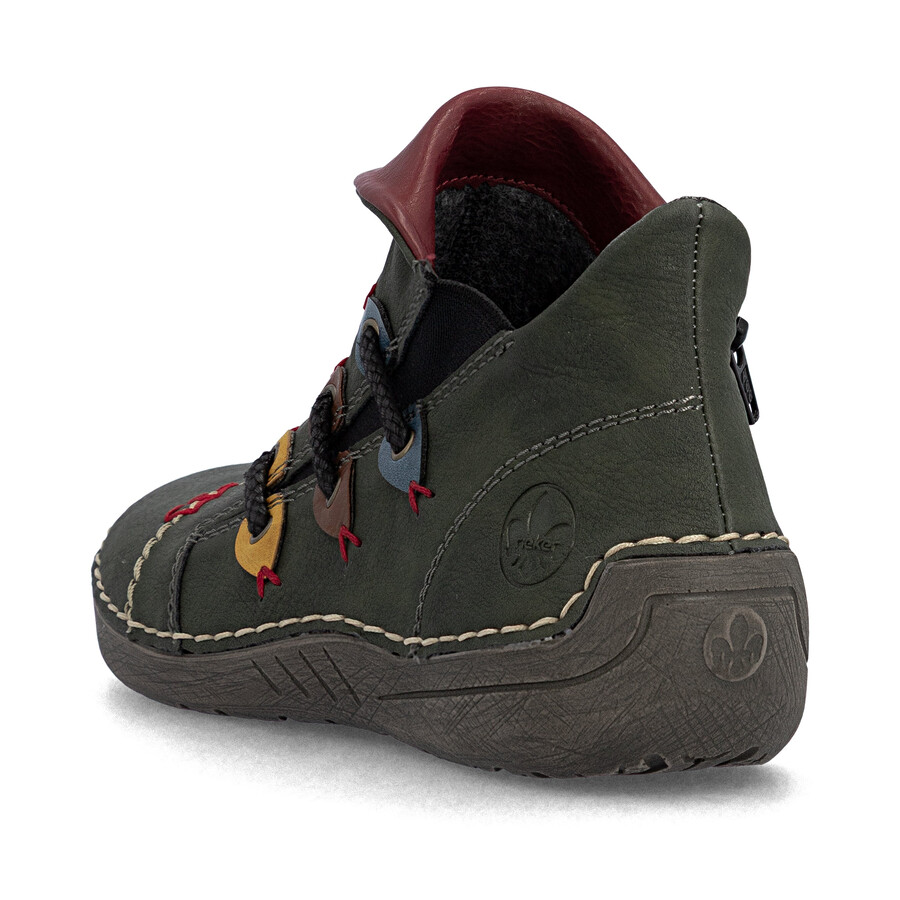 grüne damen-stiefel mit reißverschluss rieker 72581-54