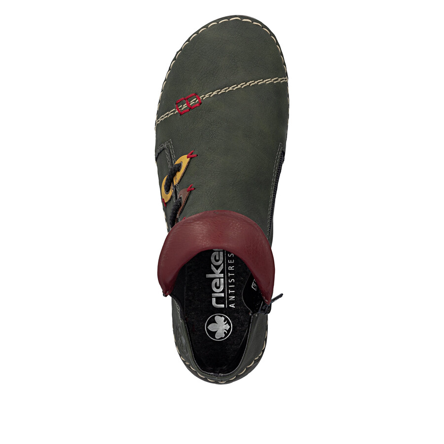 grüne damen-stiefel mit reißverschluss rieker 72581-54