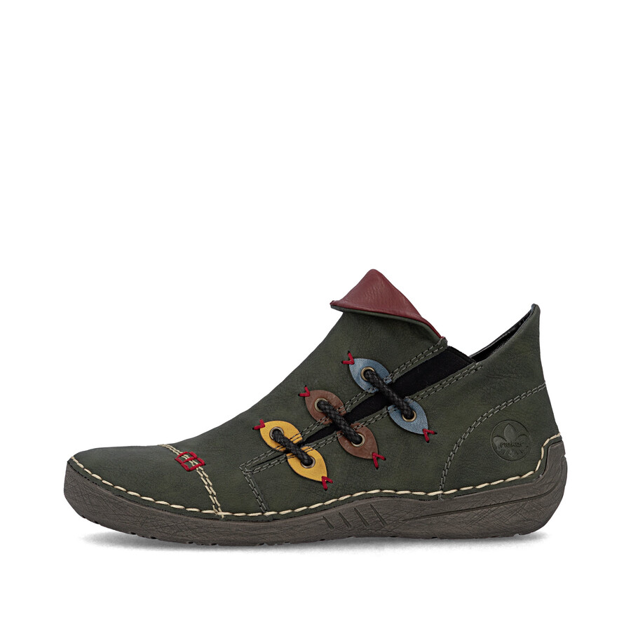 grüne damen-stiefel mit reißverschluss rieker 72581-54