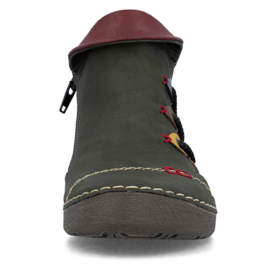 grüne damen-stiefel mit reißverschluss rieker 72581-54