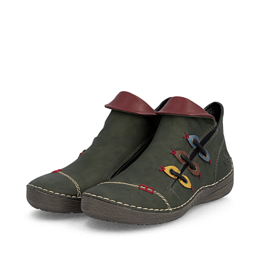grüne damen-stiefel mit reißverschluss rieker 72581-54