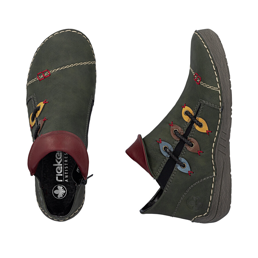 grüne damen-stiefel mit reißverschluss rieker 72581-54
