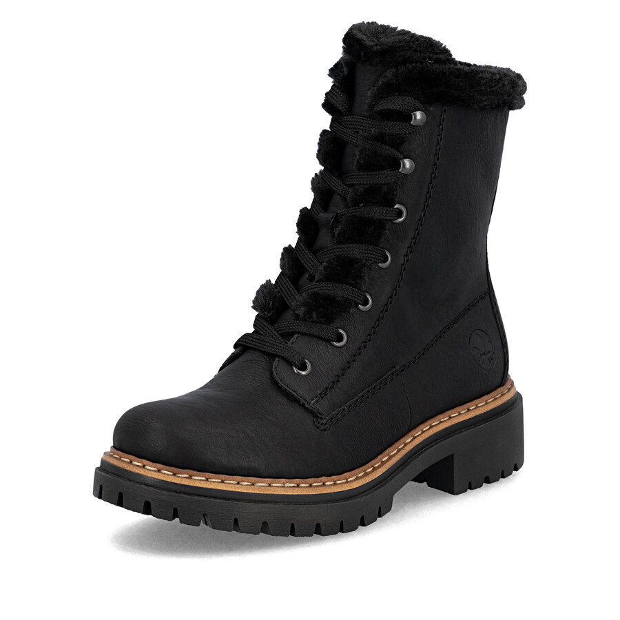 schwarze damen-stiefel mit reißverschluss rieker 72625-00