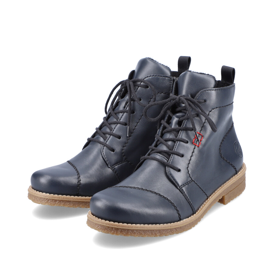 blaue damen-stiefel mit reißverschluss rieker 73500-14