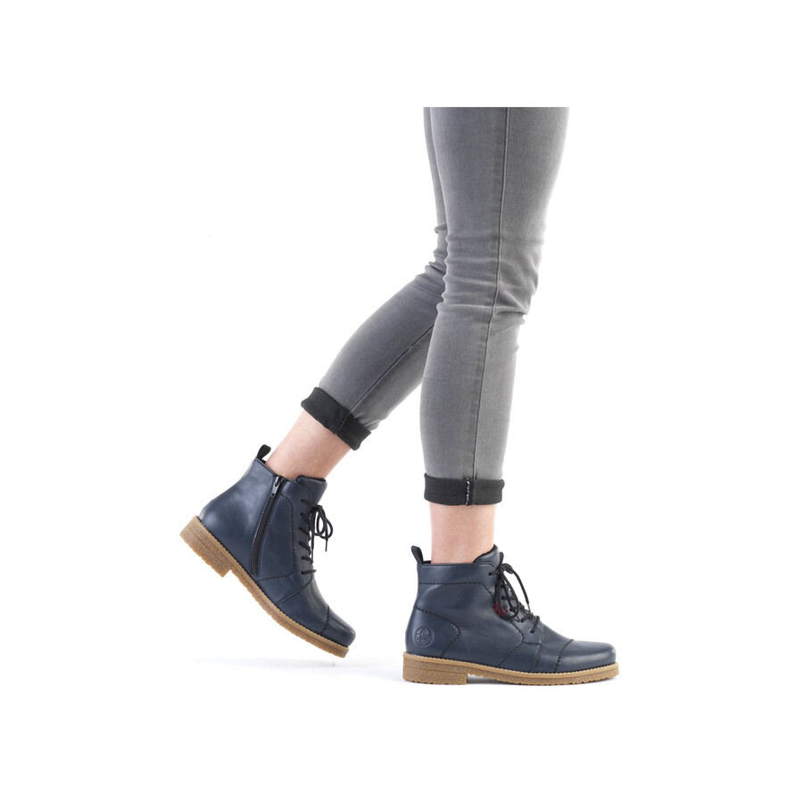 blaue damen-stiefel mit reißverschluss rieker 73500-14