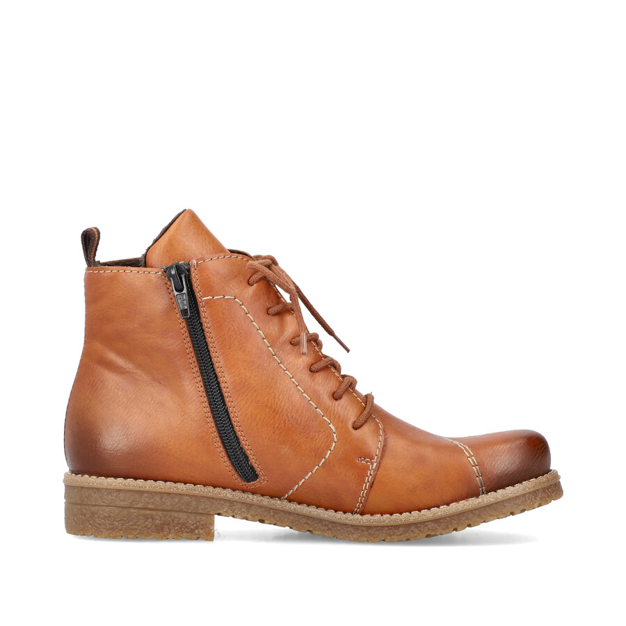 braune damen-stiefel mit reißverschluss rieker 73501-24