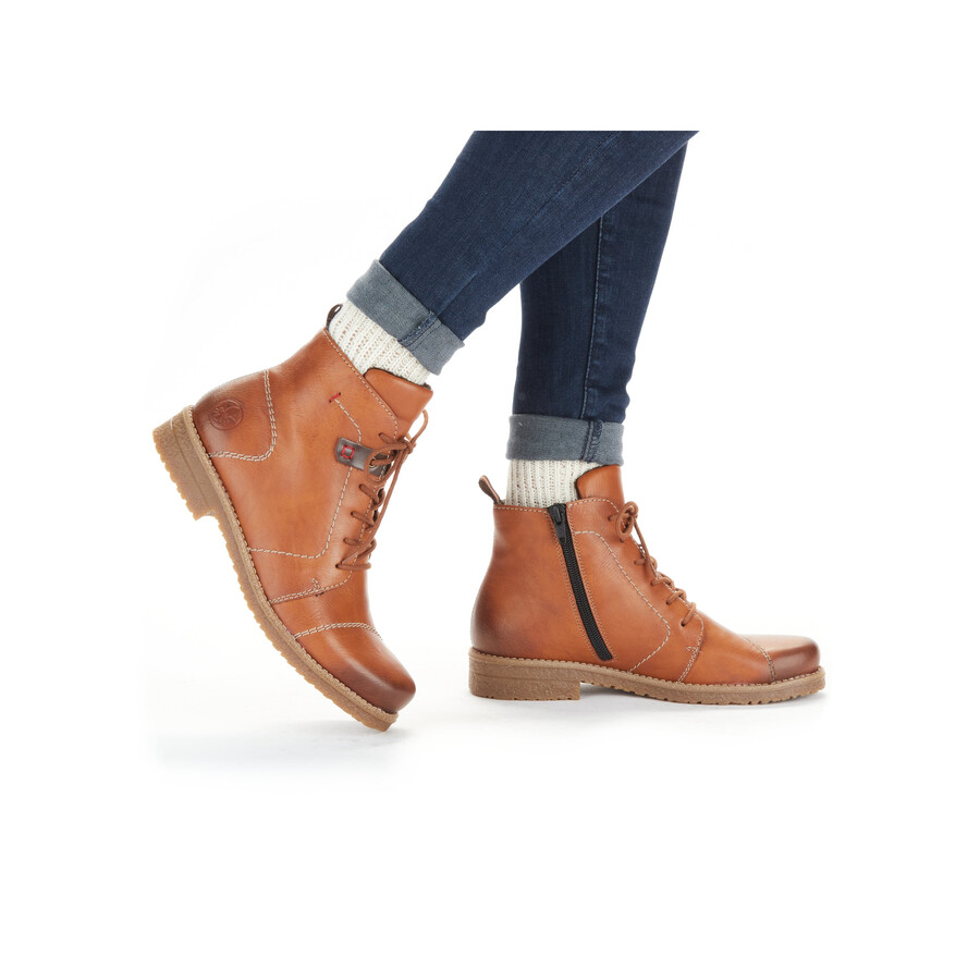 braune damen-stiefel mit reißverschluss rieker 73501-24