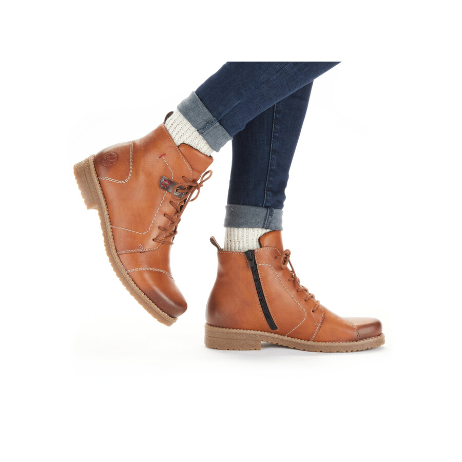 braune damen-stiefel mit reißverschluss rieker 73501-24