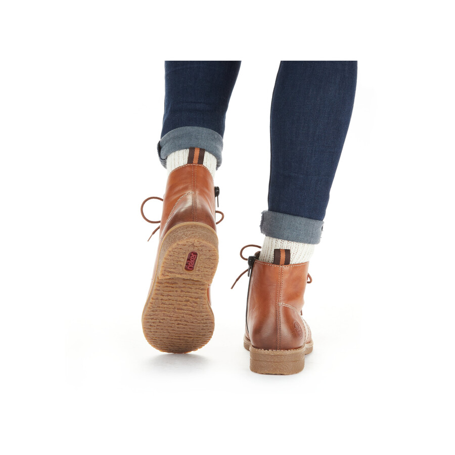 braune damen-stiefel mit reißverschluss rieker 73501-24