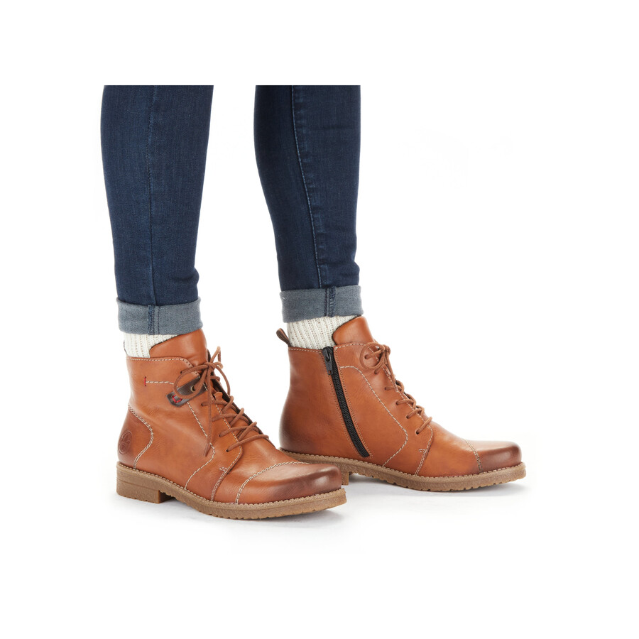 braune damen-stiefel mit reißverschluss rieker 73501-24
