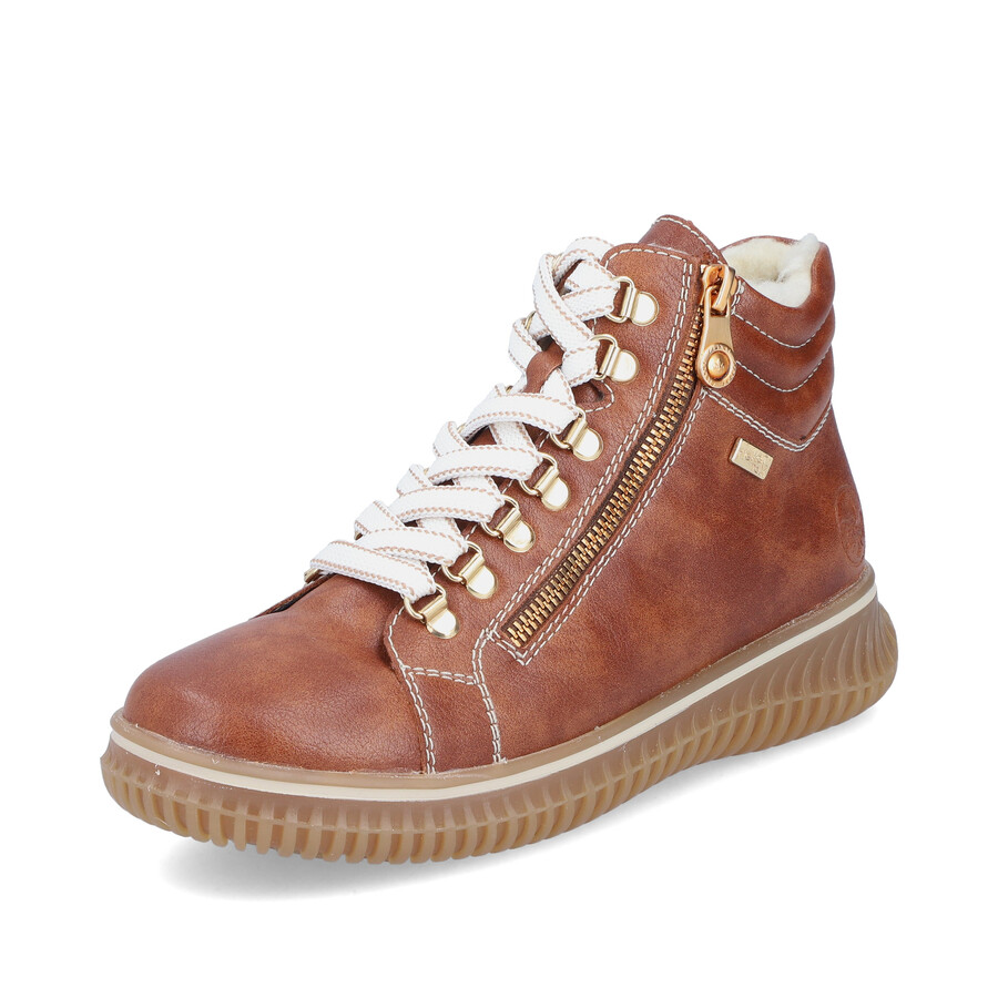 braune damenstiefel mit reißverschluss rieker 74233-24