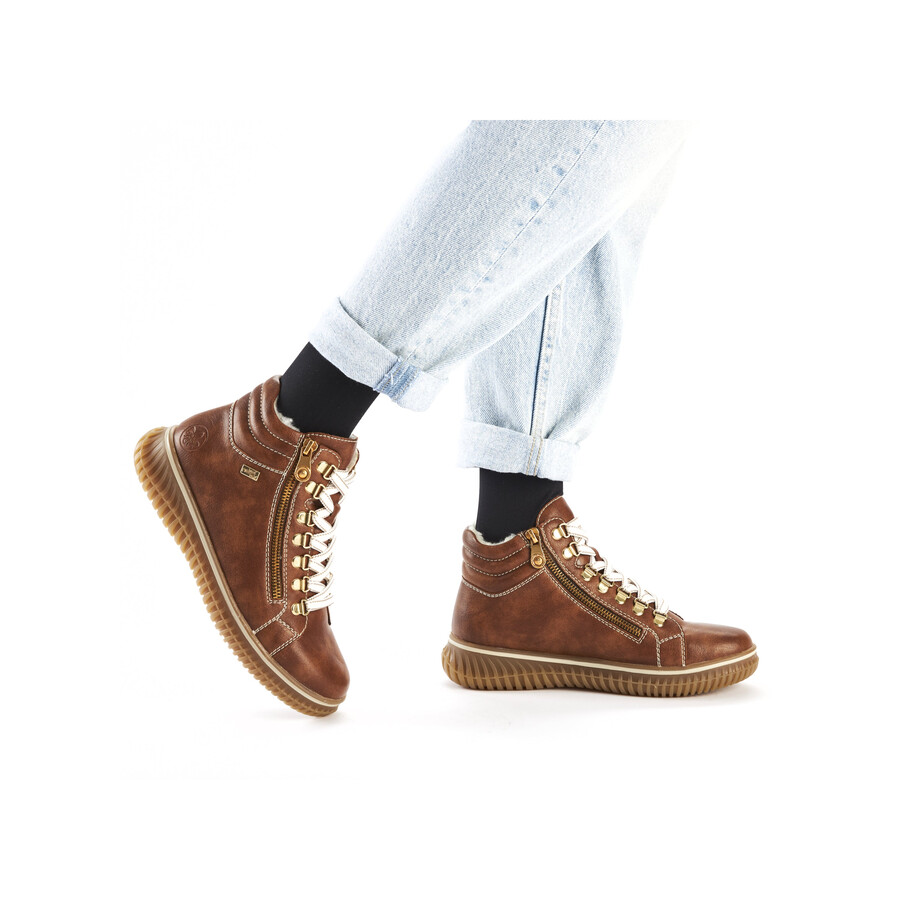 braune damenstiefel mit reißverschluss rieker 74233-24