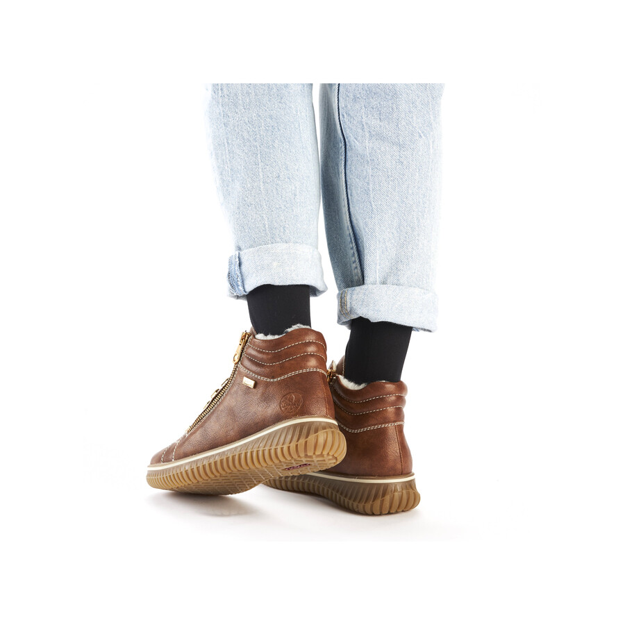 braune damenstiefel mit reißverschluss rieker 74233-24