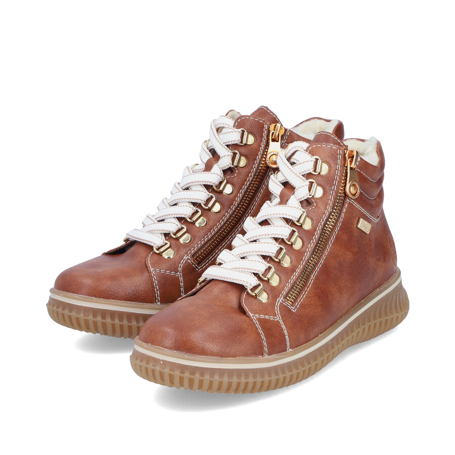 braune damenstiefel mit reißverschluss rieker 74233-24