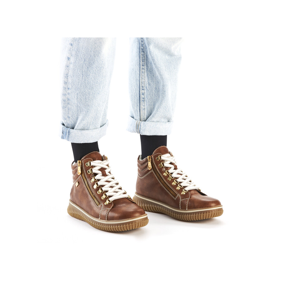 braune damenstiefel mit reißverschluss rieker 74233-24