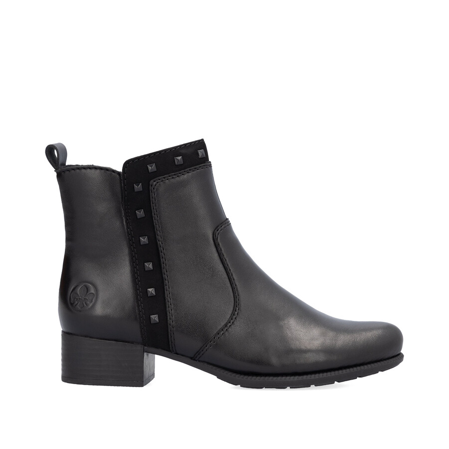 schwarze damen-stiefel mit reißverschluss rieker 78657-00