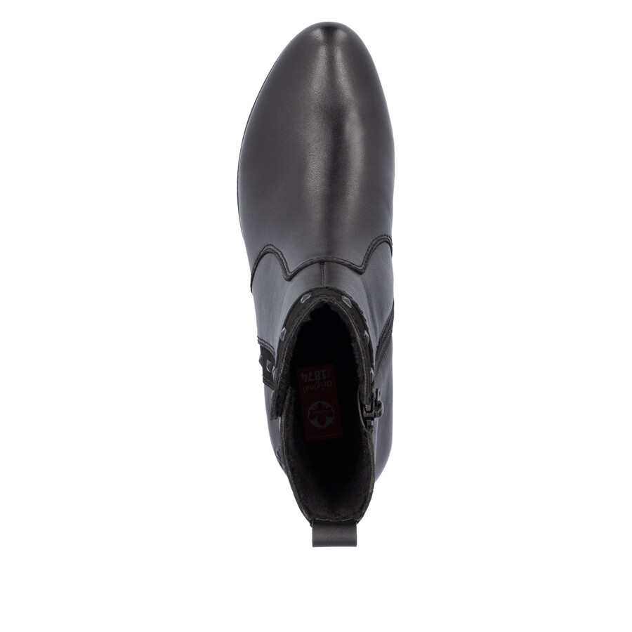 schwarze damen-stiefel mit reißverschluss rieker 78657-00