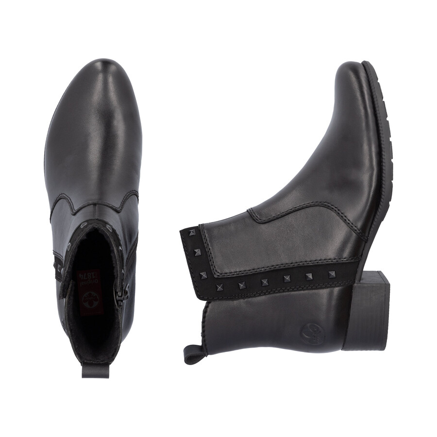 schwarze damen-stiefel mit reißverschluss rieker 78657-00