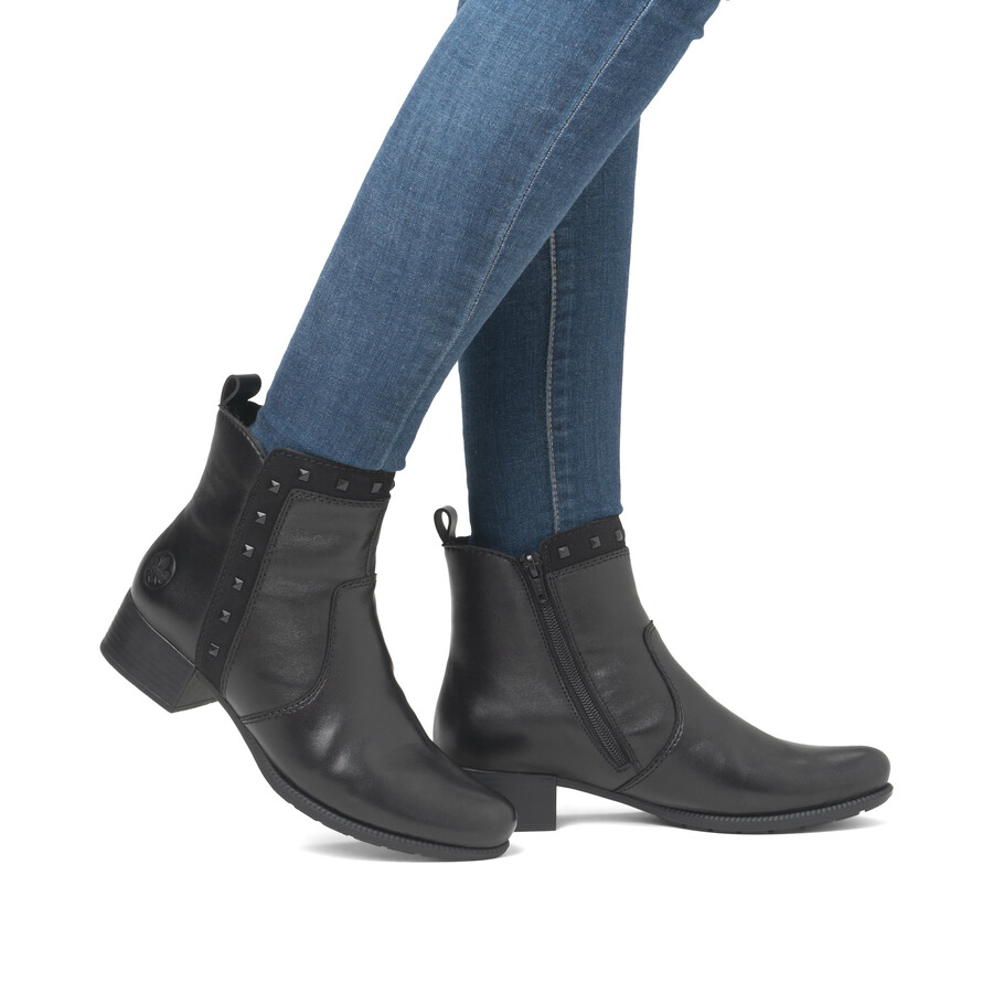 schwarze damen-stiefel mit reißverschluss rieker 78657-00