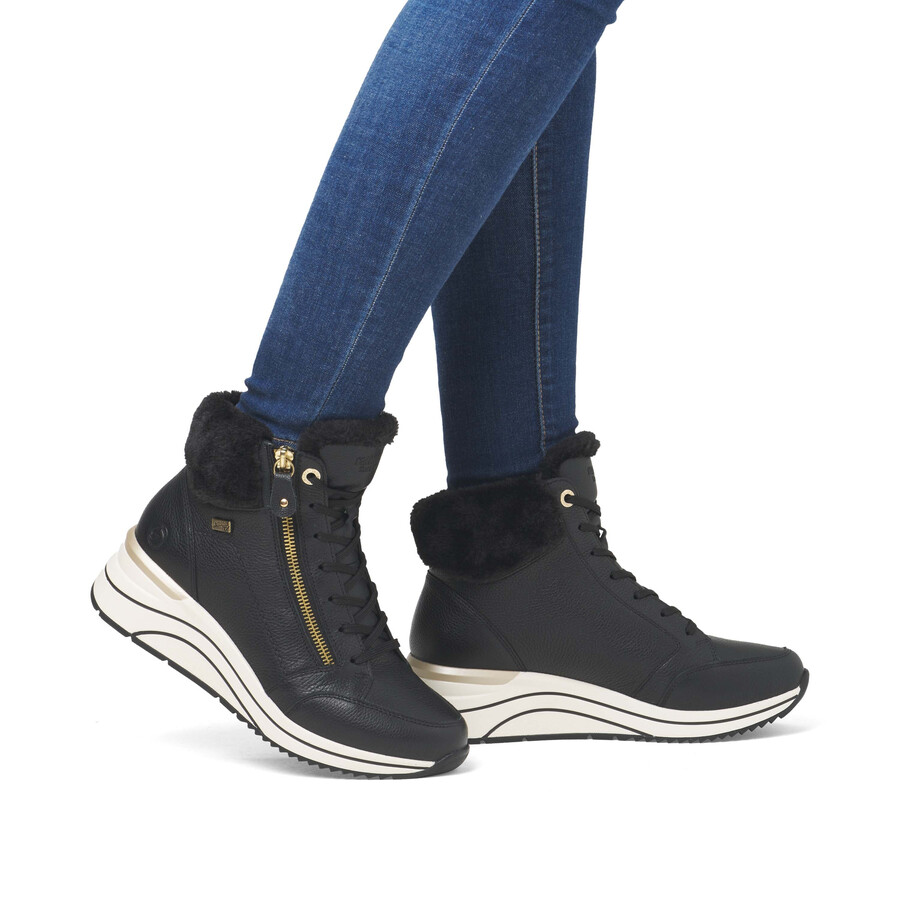 schwarze damen-stiefeletten mit reißverschluss remonte d0t77-02