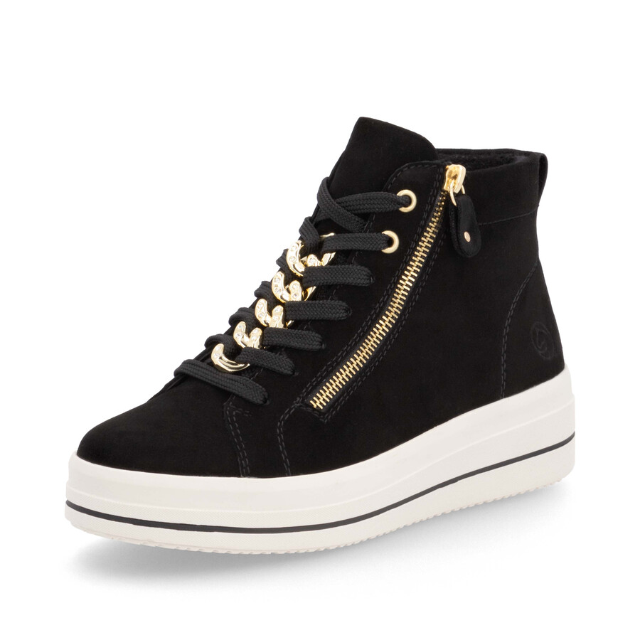 schwarze damenstiefel mit reißverschluss remonte d1c70-02