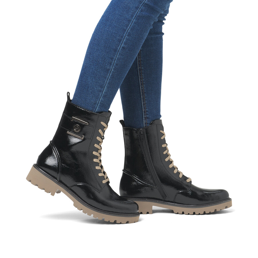 schwarze damen-stiefeletten mit reißverschluss remonte d8663-00