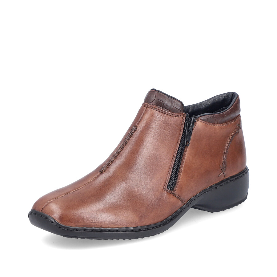 braune damen-stiefel mit reißverschluss rieker l3882-24