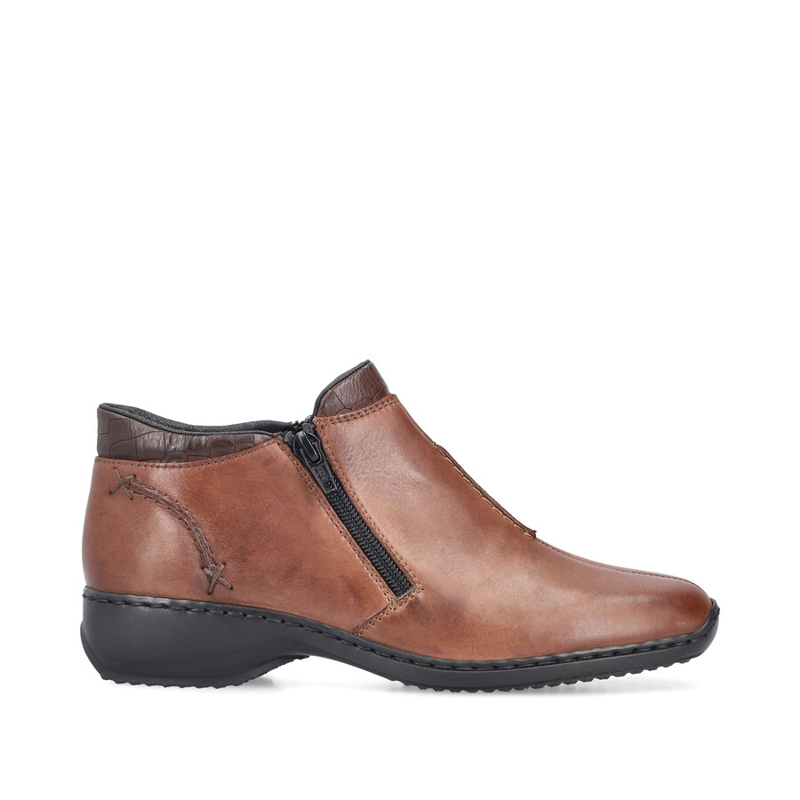 braune damen-stiefel mit reißverschluss rieker l3882-24
