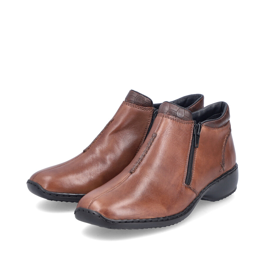 braune damen-stiefel mit reißverschluss rieker l3882-24