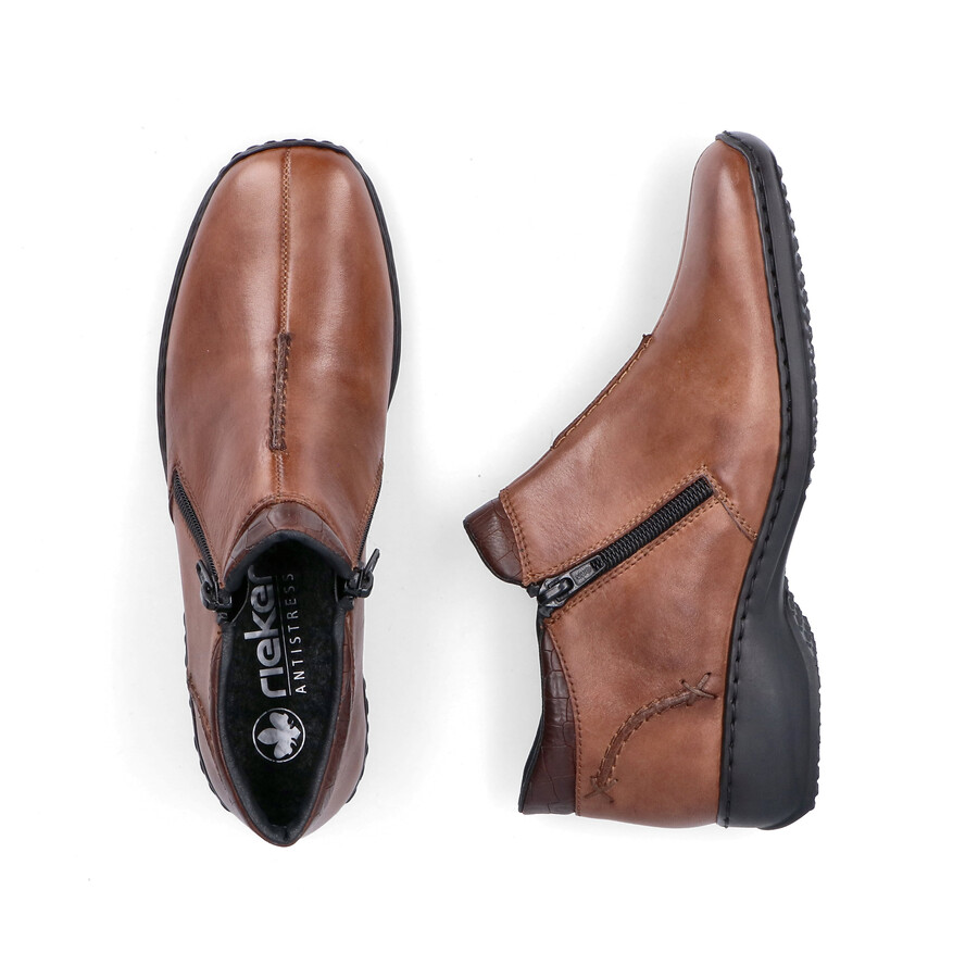 braune damen-stiefel mit reißverschluss rieker l3882-24