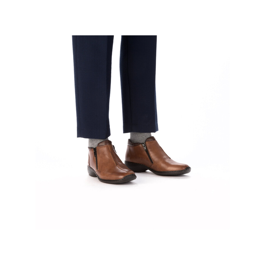 braune damen-stiefel mit reißverschluss rieker l3882-24