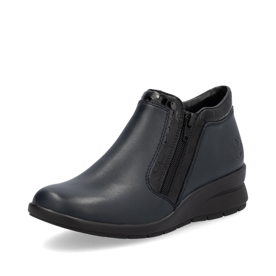 blaue damen-stiefel mit reißverschluss rieker l4883-14