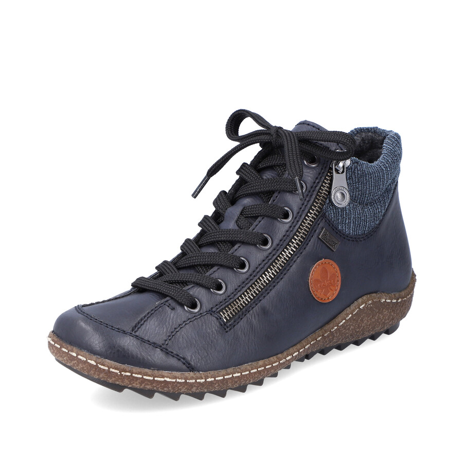 blaue damen-stiefel mit reißverschluss rieker l7514-14