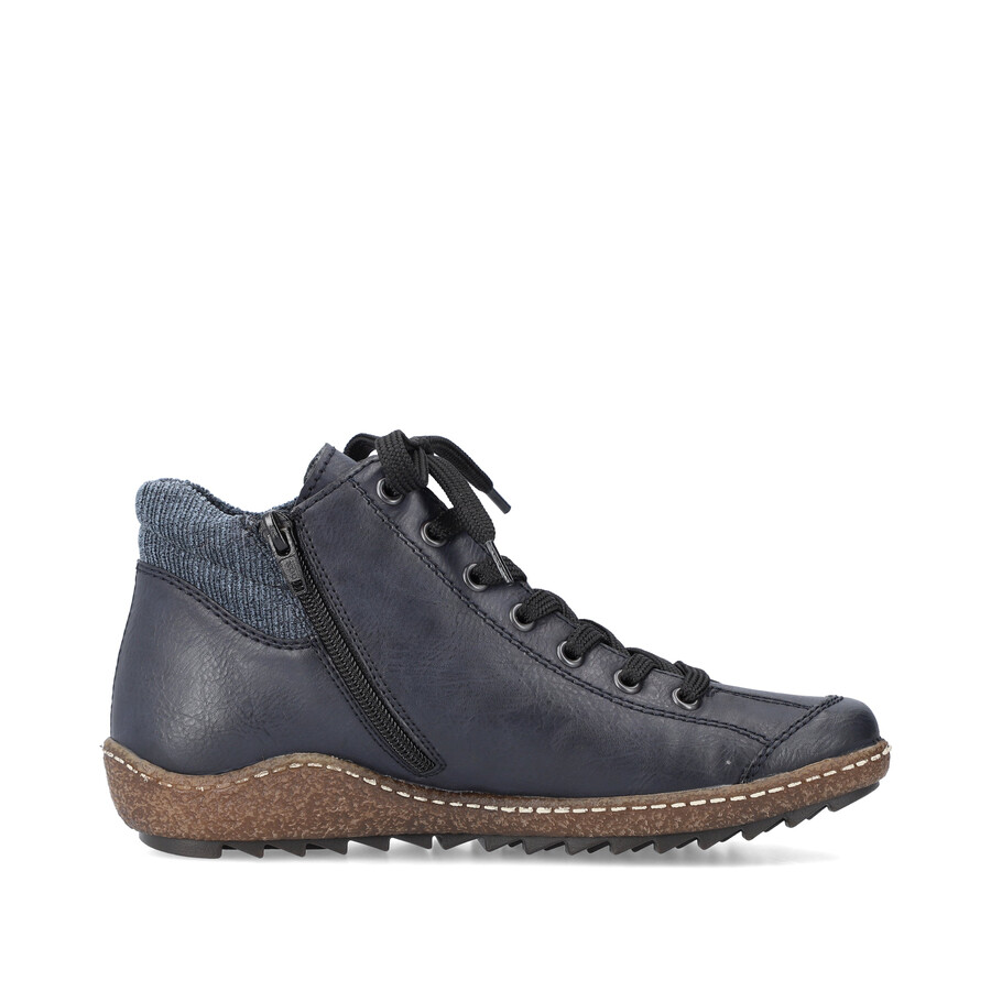 blaue damen-stiefel mit reißverschluss rieker l7514-14