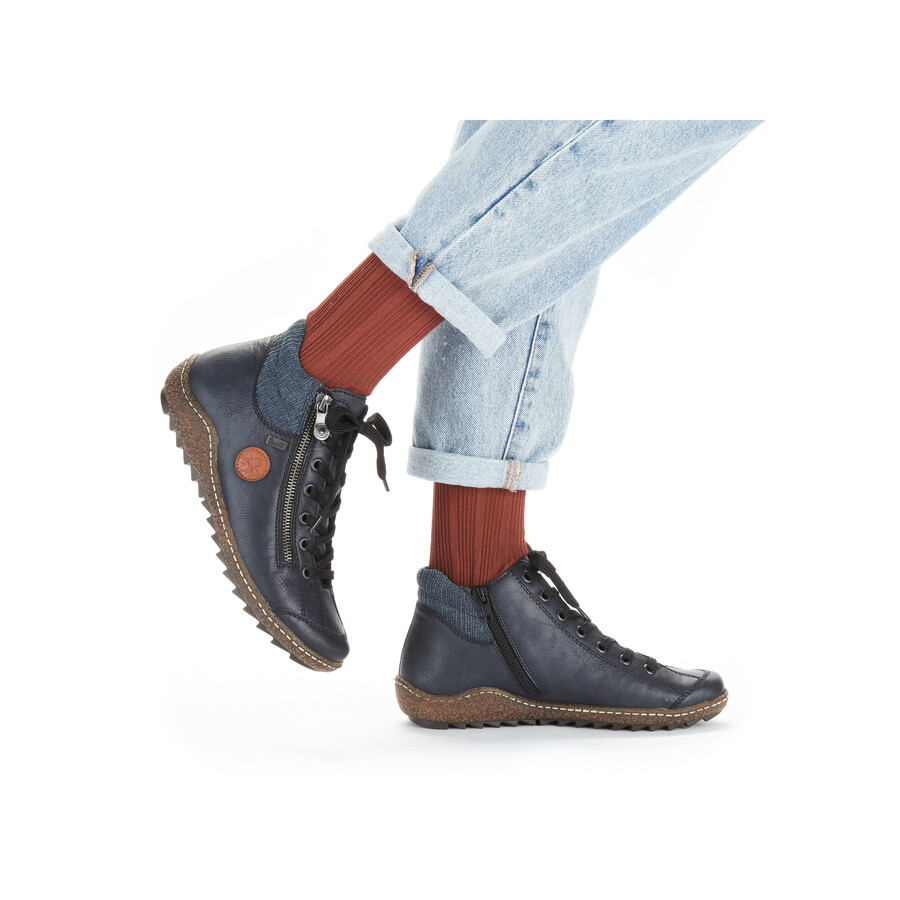 blaue damen-stiefel mit reißverschluss rieker l7514-14