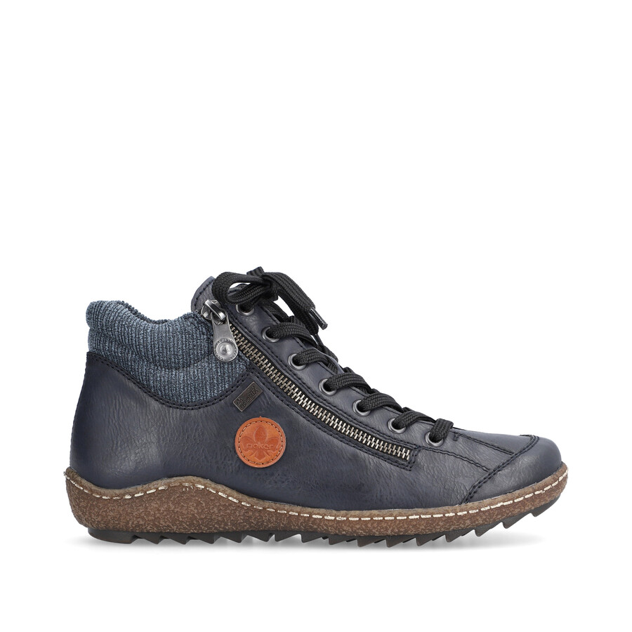 blaue damen-stiefel mit reißverschluss rieker l7514-14