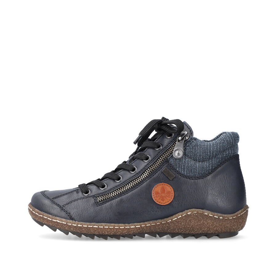 blaue damen-stiefel mit reißverschluss rieker l7514-14