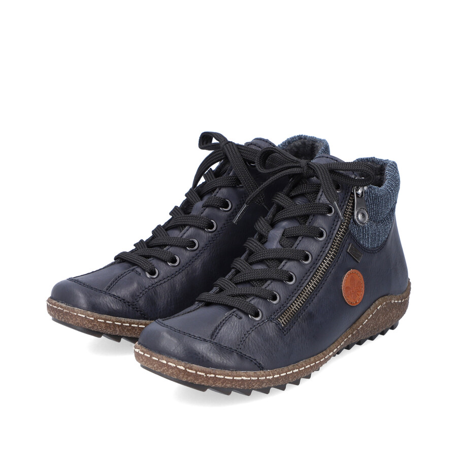 blaue damen-stiefel mit reißverschluss rieker l7514-14
