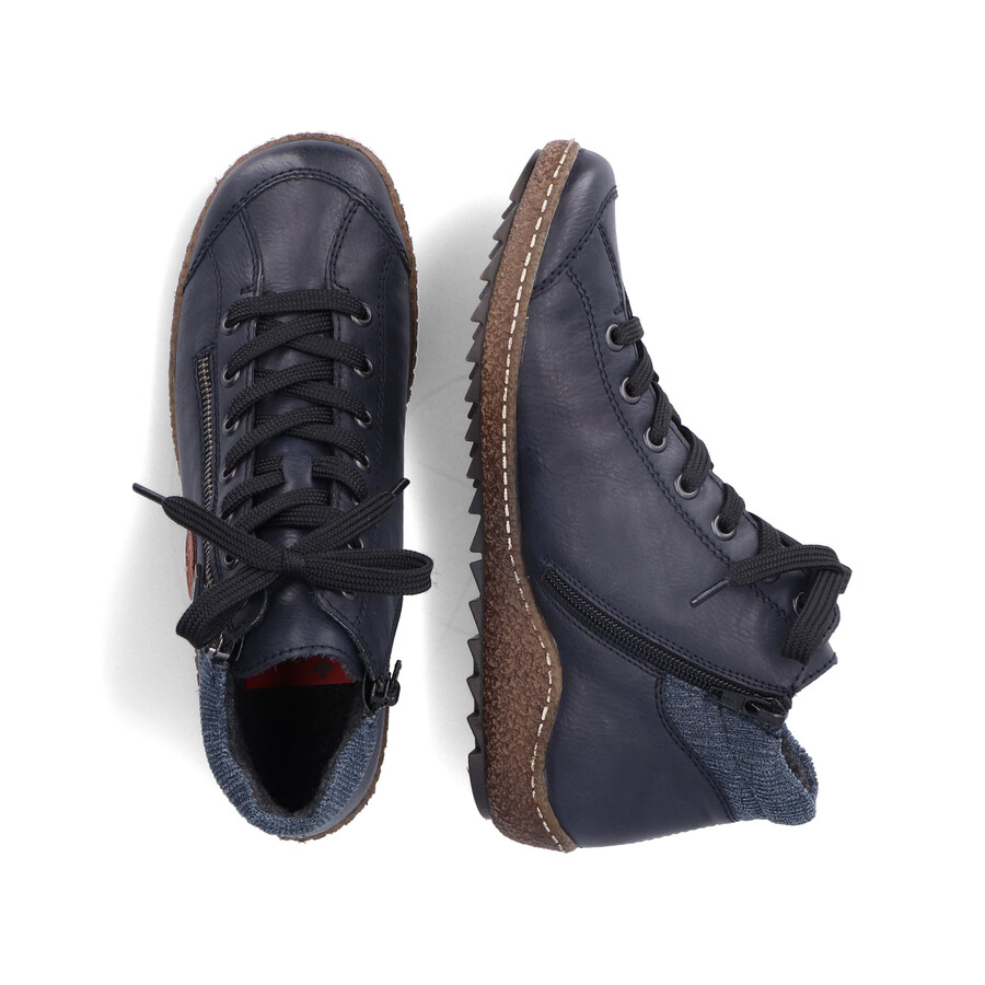 blaue damen-stiefel mit reißverschluss rieker l7514-14