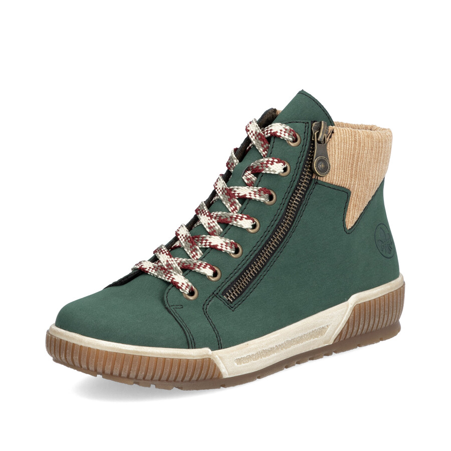 grüne damen-stiefel mit reißverschluss rieker n0709-54
