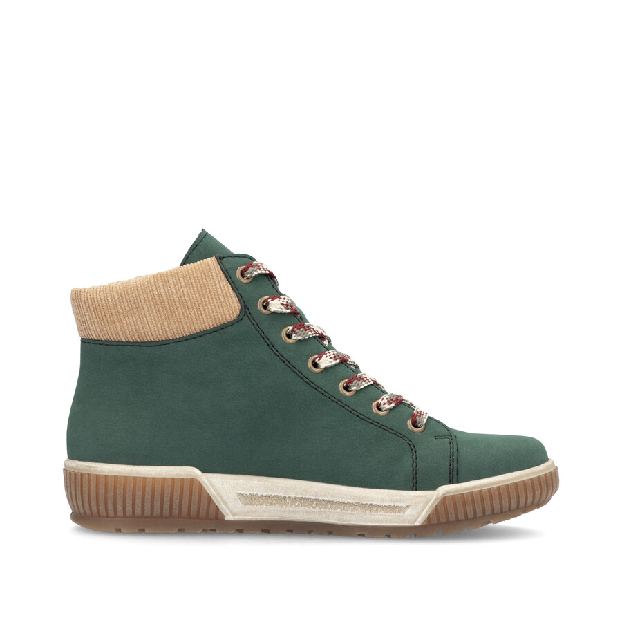 grüne damen-stiefel mit reißverschluss rieker n0709-54