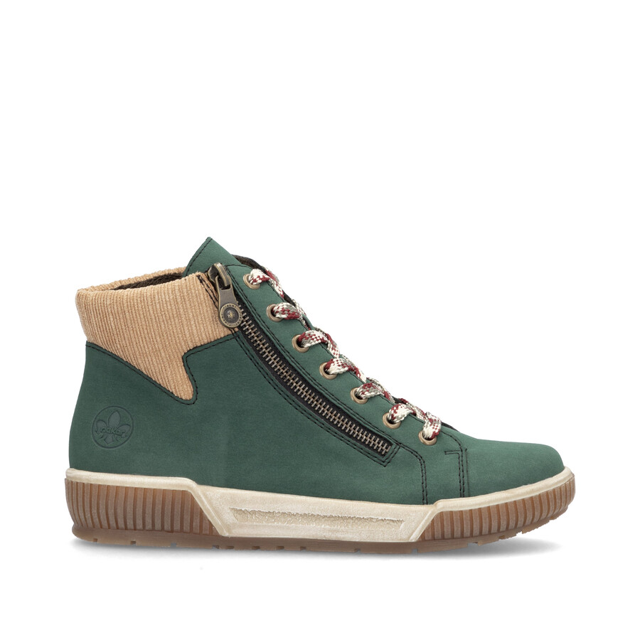 grüne damen-stiefel mit reißverschluss rieker n0709-54
