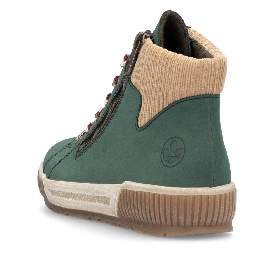 grüne damen-stiefel mit reißverschluss rieker n0709-54
