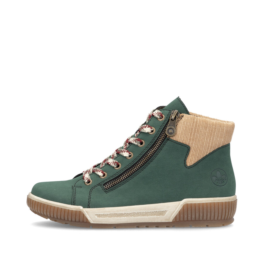 grüne damen-stiefel mit reißverschluss rieker n0709-54