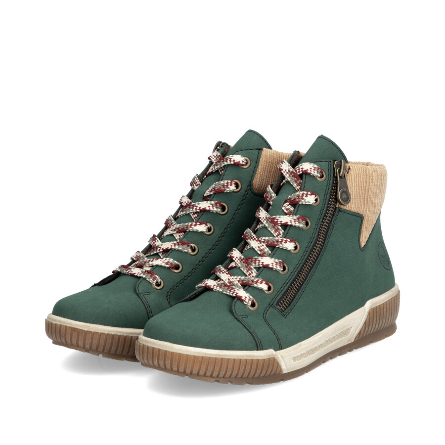 grüne damen-stiefel mit reißverschluss rieker n0709-54