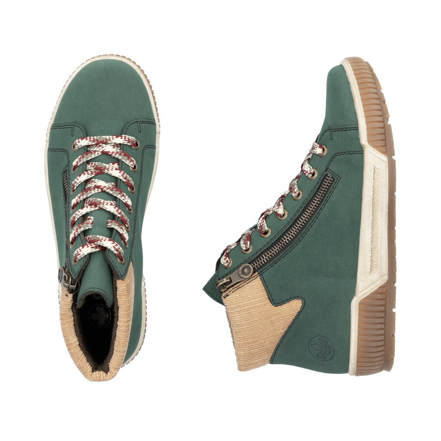 grüne damen-stiefel mit reißverschluss rieker n0709-54
